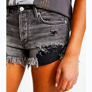 We The Free Distressed Gray Denim Shorts